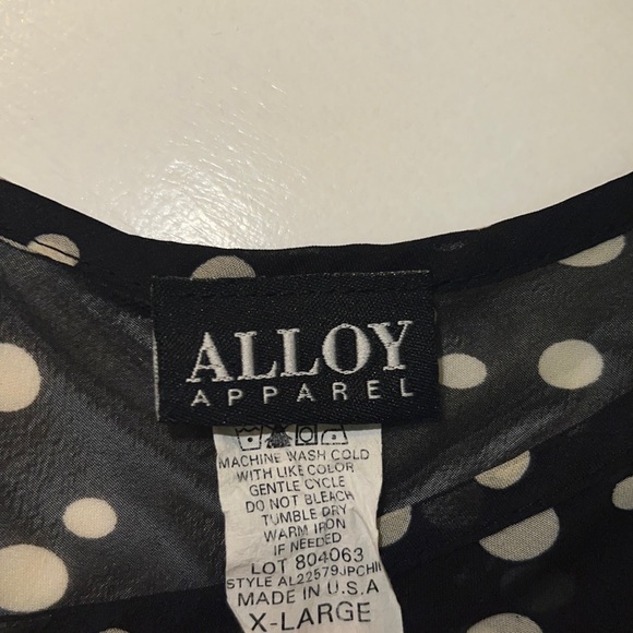 Alloy Sheer polka top blouse size xl - Picture 2 of 3